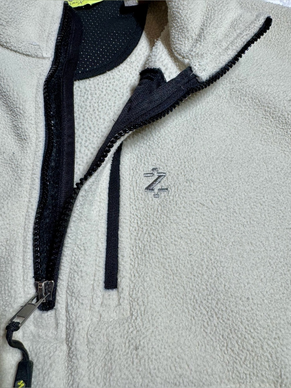 Izod Cream Sherpa Fleece Half-Zip Jacket with Black Trim